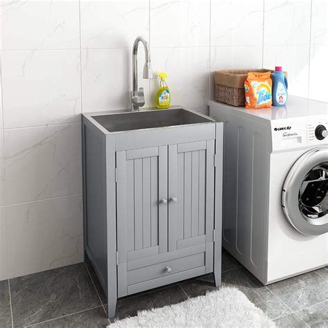 stainless steel laundry utility sink and cabinet|24 inch laundry sink cabinets.